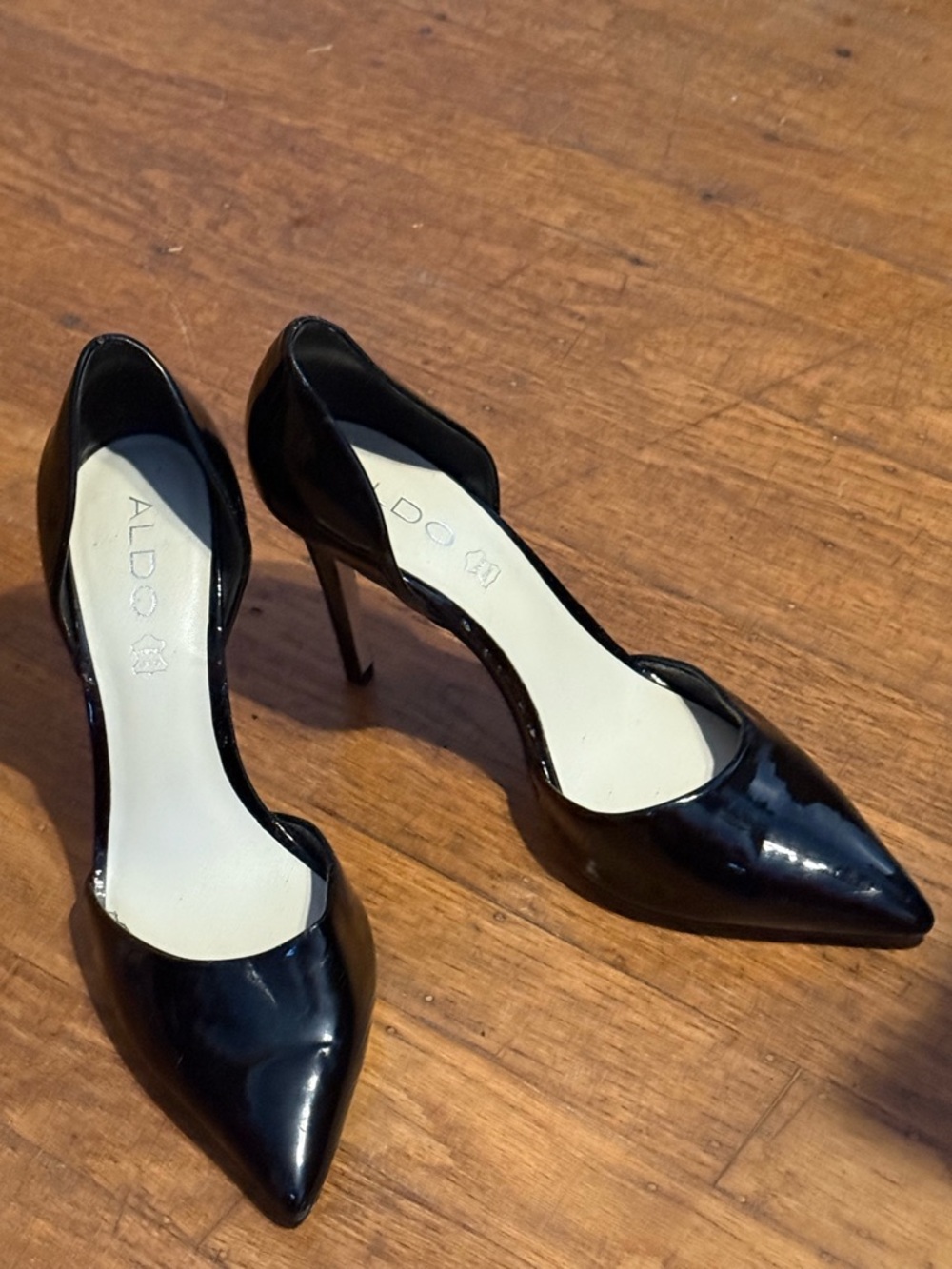 Aldo Black Patent Pointed-Toe D'Orsay Stilettos